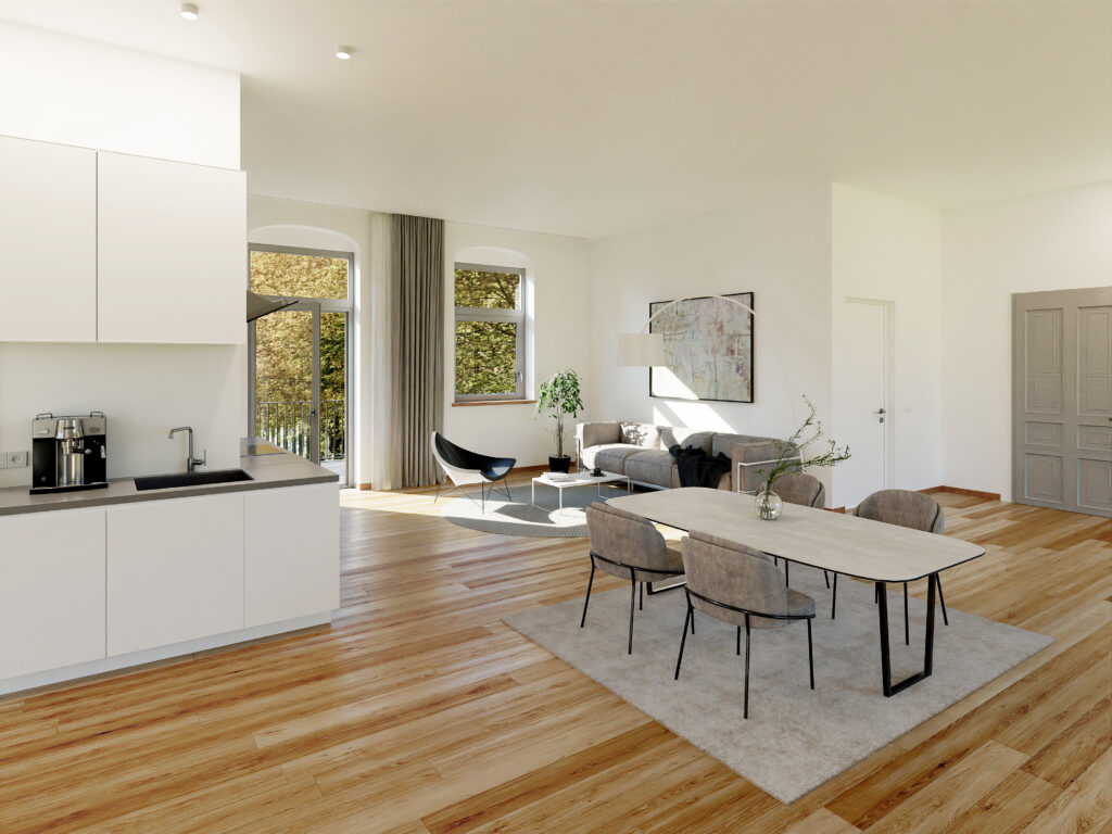 Visualisieurung Wohnung Denkmalprojekt REWOBAU